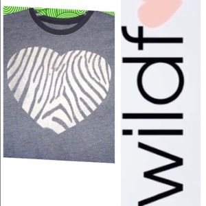 NWOT Girls Wildfox grey tshirts zebra heart, L